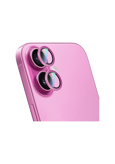 Apple Uyumlu   iPhone 16 Caseworld Alloy Serisi Oleofobik Anti Reflective Kamera Lens Koruyucu Pembe