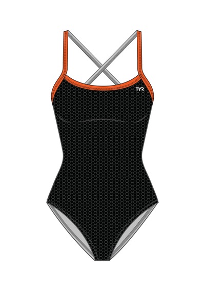 Tyr Durafast Elite Kadın Trinityfit Mayo - Hexa Siyah - Turuncu