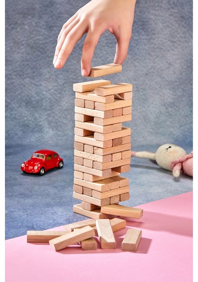Ahşap Jenga Denge Oyunu Tower Büyük Boy 54 Parça