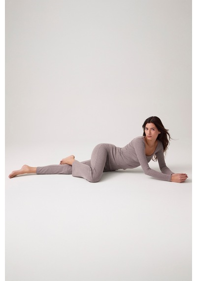 Los Ojos X Ece Vizon Modal Kumaşlı Uzun Kollu Eşofmanlı Pijama Takımı Ribbed Pj2 Vizon Vizon