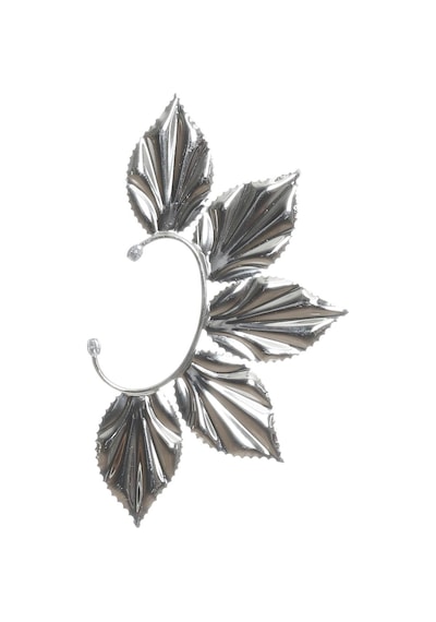 Kadın Gümüş Renk Lak Kaplama Zirkon Taşlı Yaprak Stilizesi Sol Kulak Earcuff&kıkırdak Küpe Çok Renkli