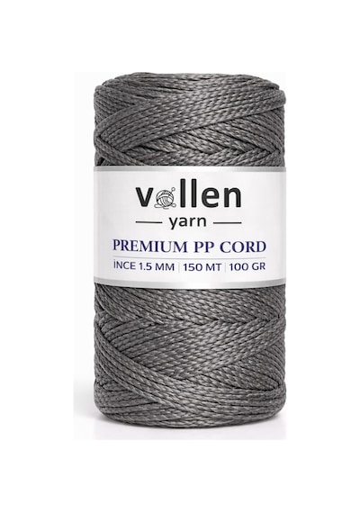 1.5mm-150mt Polyester Makrome Ipi, Supla Ipi, Çanta Ipi, Bileklik Ipi, Makrame,gri