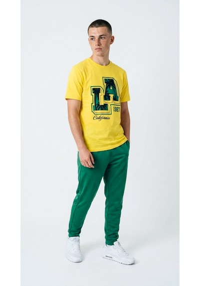 Hoxie Unisex Basic La Dijital Baskılı Tişört Sari