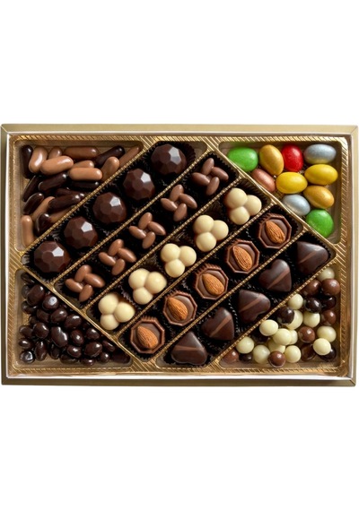 Nutat 580gr Mega Spesiyal Hediye Kutusu - Dubai, Hurma Ve Karışık Gurme Draje Seçkisi/gold Siyah