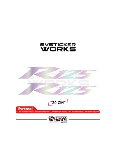 Yamaha R125 Uyumlu Yazı Sticker Yüksek Kalite Özel Kesim Folyo 2'li Set Hologram