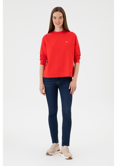 U.S. Polo Assn. Kadın Kırmızı Regular Bisiklet Yaka Basic Sweatshırt 50313610-VR030