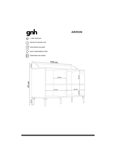 Goodnight Home Armon Mini 2 Kapaklı Kahve Köşesi Stüdyo Mutfak 64x91x44 Cm Antrasit Modern Tasarım Beyaz - 914333029 Beyaz