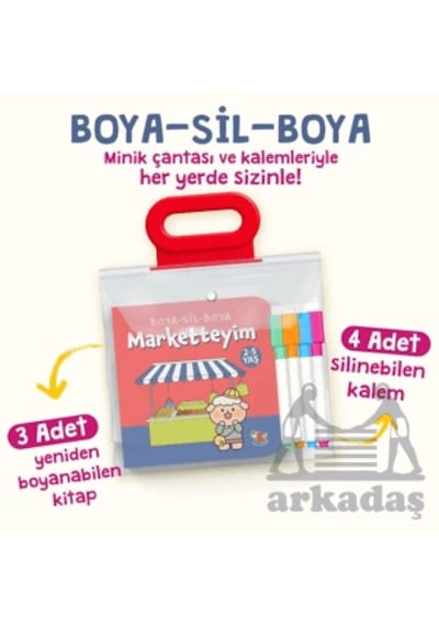 Boya Sil Boya - 2 Marketteyim - Evdeyim - Parktayım / 2-5 Yaş Uçan Kitap