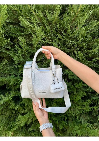 Just Polo Kadın Orta Boy Ayarlanabilir Askılı Lüks El & Omuz Çantası Shoulder Bag Ebat : 28 X 20 Cm Beyaz