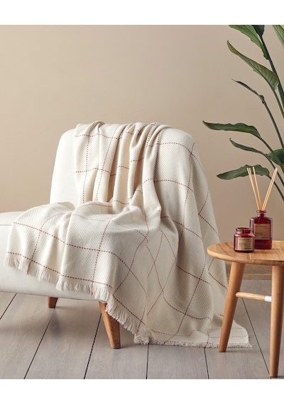 English Home Yumi Koltuk Şalı 140x170 Cm Ekru-kırmızı Ekru-kırmızı