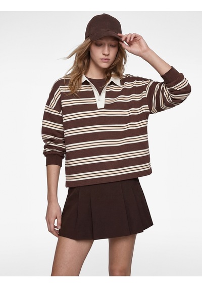 Koton Şardonlu Uzun Kollu Polo Yaka Çizgili Sweatshirt Kahverengi Çizgili 6sal10375ık Kahve Çizgili Koton Şardonlu Uzun Kollu Polo Yaka Çizgili Sweatshirt Kahverengi Çizgili 6sal10375ık Kahve Çizgili