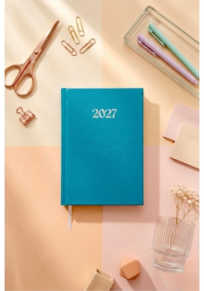 Lizy 2027 Günlük Planlayıcı Ajanda 17x24 Cm Ciltbezi Sert Kapak Turkuaz