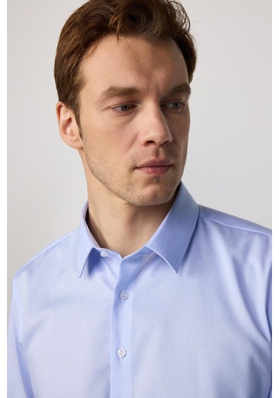 Tudors Slim Fit Non-ıron Ütü Gerektirmez Mavi Erkek Gömlek-30454-mavi Mavi