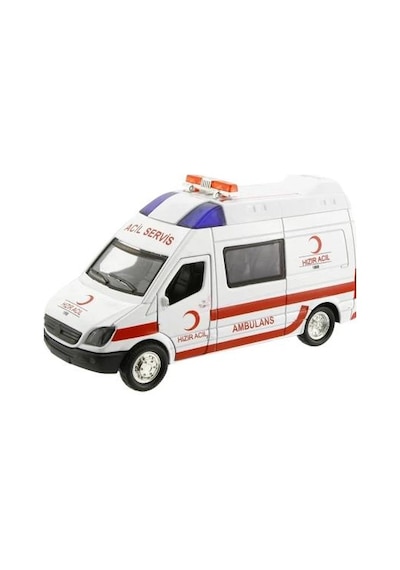 Metal Çek Bırak Sesli Ve Işıklı Ambulans 1/36 Ölçek Diğer