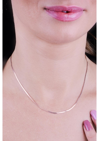 Gümüş İtalyan Yassı Ezme Zincir Barcode Rose Gold