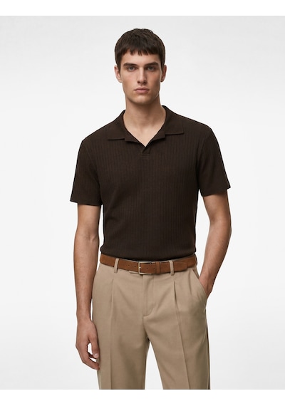Koton Kısa Kollu Pamuklu Slim Fit Polo Yaka Tişört Kahverengi 6sam10291mk Kahve