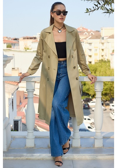 Bigdart 5853 Kruvaze Yaka Trençkot - A.Haki