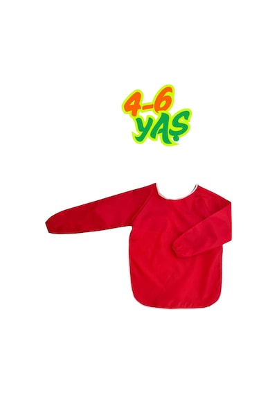 Kırmızı Sıvı Geçirmez Boyama Önlüğü M Beden 4-6 Yaş Kırmızı