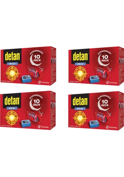 DETAN SİVRİSİNEKSİZ 10 GECE SÜPER MAT VE CİHAZ x 4 ADET