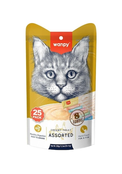 Wanpy Karışık 8 Lezzetli Krema Kedi Ödülü 25'li 14 G