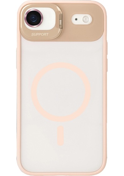 Joko Apple İphone 17 Air Remim Lensli Magsafe Standlı Kapak - Pembe 0.2M-Çok Renkli