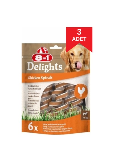 8in1 Smart Delights Chicken Spirals Tavuklu Burgu Köpek Ödül Maması 6'lı 60 Gr X 3 Adet