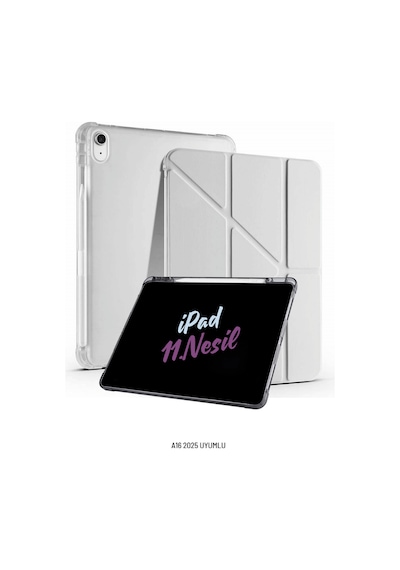 Apple Uyumlu iPad 11. Nesil A16 2025 11 İnç Kalem Bölmeli Standlı Fuchsia Tri Folding Tablet Kılıfı Tablet Kılıfı