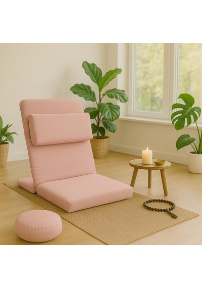 Ekstra Destek Yastıklı Yoga, Nefes, Meditasyon Sandalyesi Backjack Xl Su Ve Leke İticili Duck Kumaş Pembe