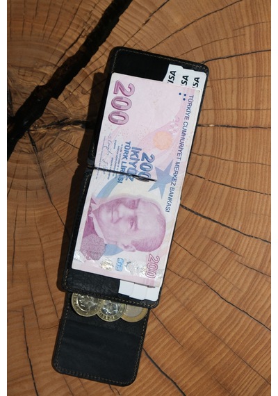 Lenax Leather Milano Hakiki Deri Cüzdan Kartlık Nakit Para Klipsli Bozuk Para Cepli Erkek Cüzdan Siyah