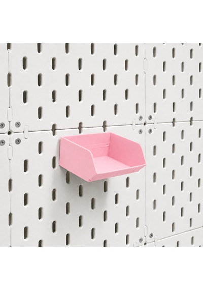 Pegboard Duvar Düzenleyici Organizer Seti Kalemlik, Çok Amaçlı Kutu, Mini Raf Ve Askılık Modüllü Modüler Duvar Organizasyon Sistemi 124-Pembe