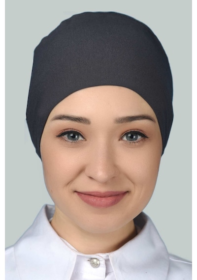 Altobeh Kadın Pratik Dikişsiz Bağcıklı Kaymayan Tesettür Penye Bone - Füme