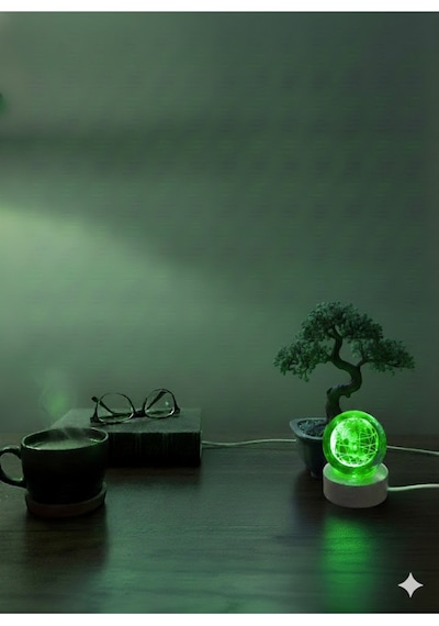 Usb'li , Rgb Işıklı , Kristal Küre Dünya Model Küçük Boy