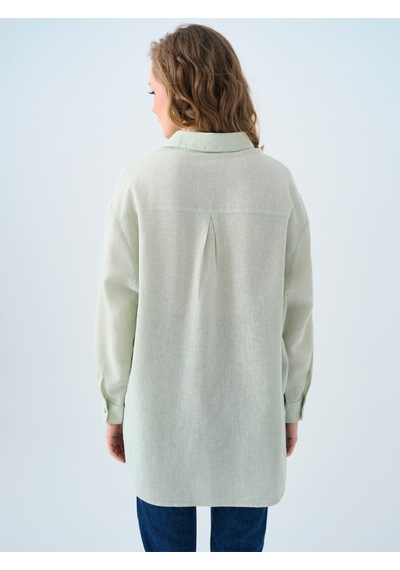 Loose Fit Kadın Gömlek U.kol Mint Yeşili