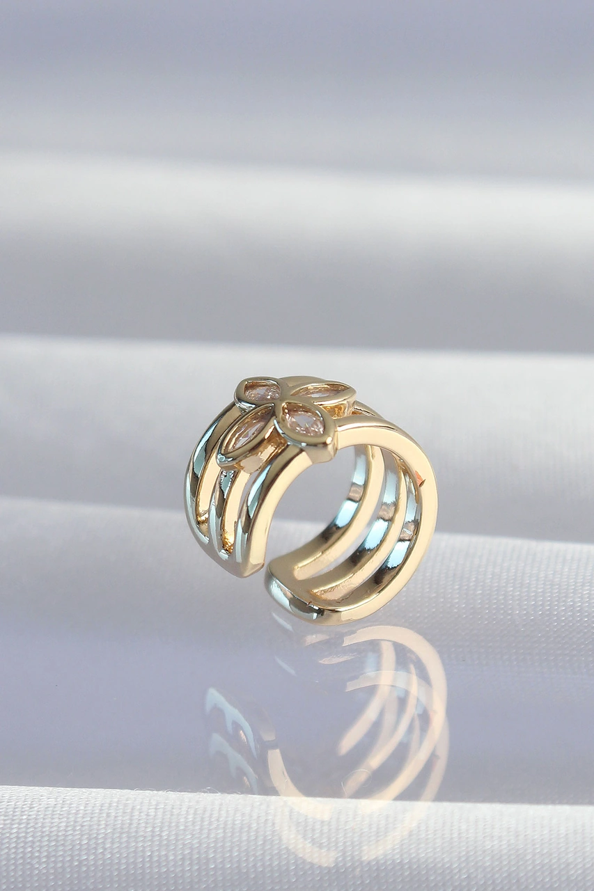 Pirinç Gold Renk Yonca Earcuff Küpe Diğer