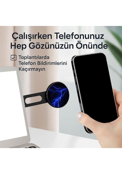 Polham Manyetik Telefon Tutucu Laptop, Araba Ekranı Ve Monitör Uyumlu Güçlü Mıknatıs, İz Bırakmayan Yapışkan, Katlanabilir Alüminyum 2 Mixed