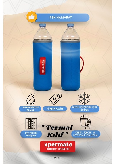 Xpermate Termal İçecek Kılıfı Sıcak & Soğuk Tutan Su Termal Kılıf 1,5l Mavi