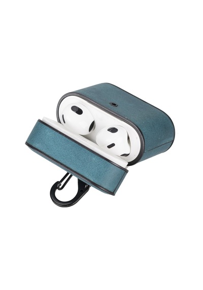 Casquet Apple Uyumlu AirPods 3.nesil Deri Kılıf Aa32 Mavi Mavi