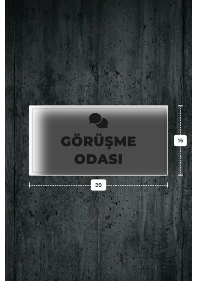 Görüşme Odası Yazılı - Metal - Beyaz Renk - Kapı İsimliği - 30x15 Cm