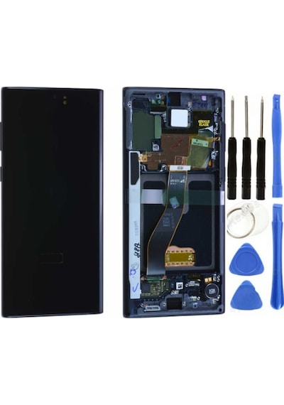 Te Samsung Note 10 N970 Uyumlu Çıtalı A Kalite Lcd Ekran Siyah