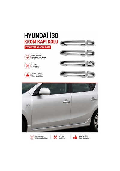 Hyundai İ30 Krom Kapı Kolu 4 Kapı 2008-2011 Arası Hydni30kkt00001