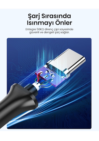 Ugreen 3.0 A Usb-a & Usb-c, Data Ve Şarj Kablosu,1 Metre, Siyah, Acbugn20882, 20882