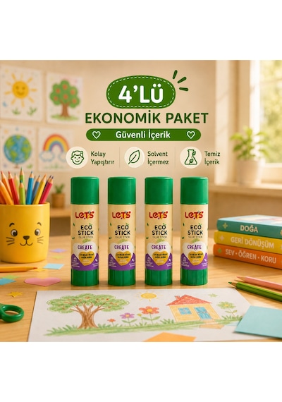 Eco Stick Yapıştırıcı 4 Lü Güvenli İçerik