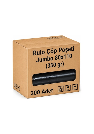 Rulo Çöp Poşeti Jumbo 80x110 350 Gr 200'lü