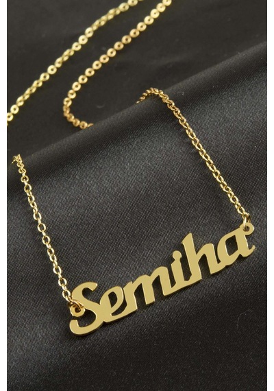 Semiha İsimli Kolye Kişiye Özel Sarı