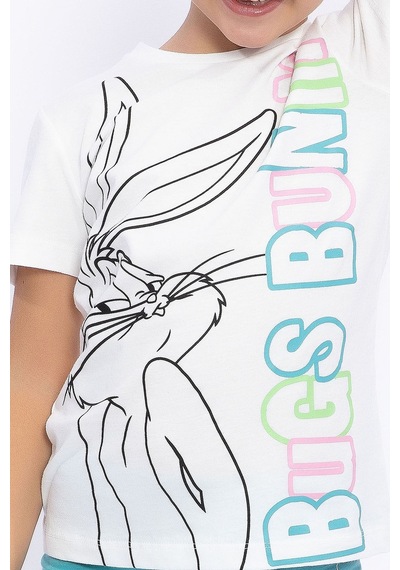Bugs Bunny Lisanslı Krem Kız Çocuk Kapri Tayt Takım 5274-28998 Krem