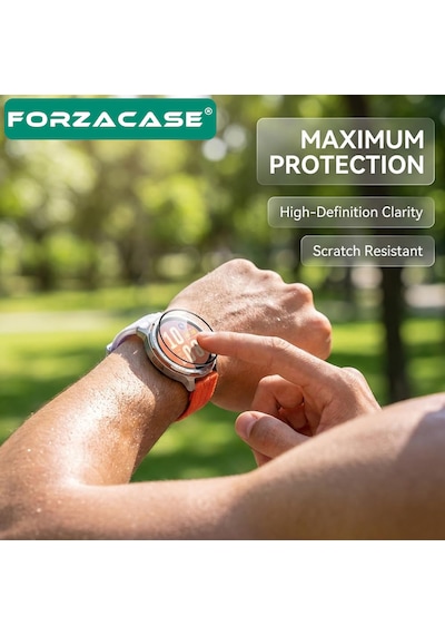 Forzacase Huawei Watch Gt Runner 2 Uyumlu Çerçeveli Tam Kaplayan 3d Pet Ekran Koruyucu Film - Fc016