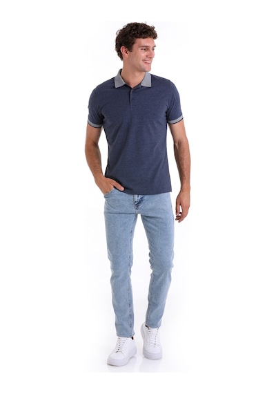 Hatemoğlu Indigo Regular Fit Düz Pamuklu Polo Yaka Tişört İndigo