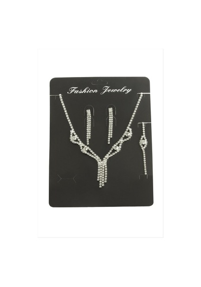 Ilkeshop Sallantılı Taşlı Set Kolye - Gümüş Rengi