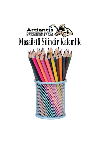 Ayrex Masaüstü Metal Silindir Kalemlik 1 Adet Fileli Perfore Pastel Renkli Kalemlik Kağıtlık Düzenleyici Büro Ofi Genel