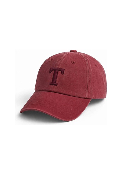 Tesbihane İsme Özel Harf Nakışlı Bordo Vintage Stil Eskitme Kumaş Ayarlanabilir Unisex Beyzbol Şapkası